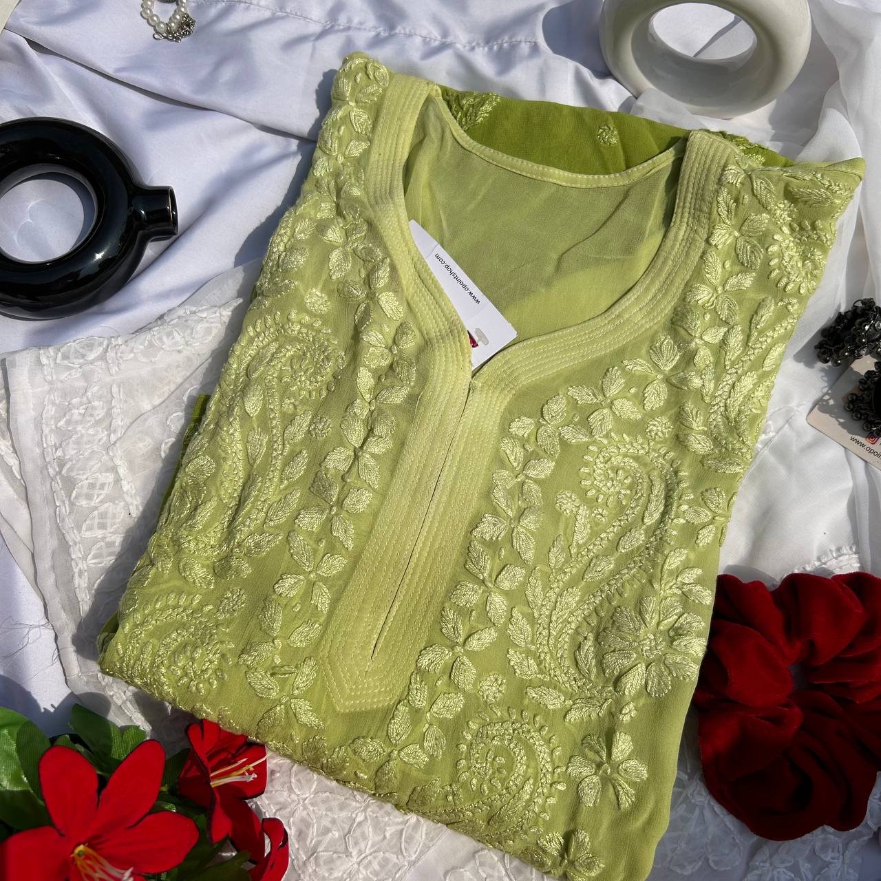 VISCOSE CHIKANKARI KURTI