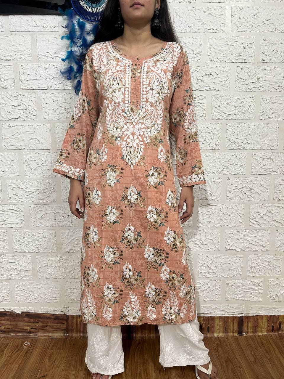 MUL COTTON CHIKANKARI KURTI