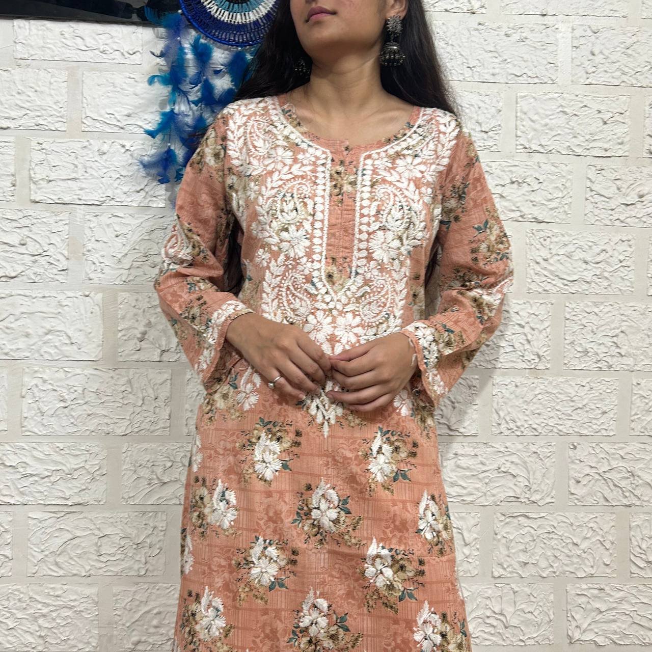 MUL COTTON CHIKANKARI KURTI