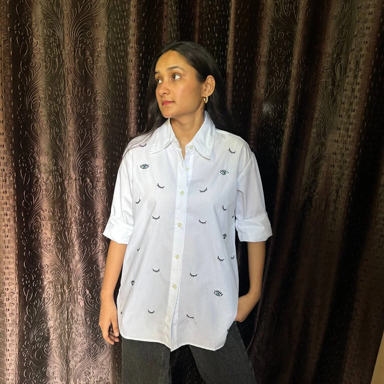 EVIL EYE EMBROIDERED SHIRT