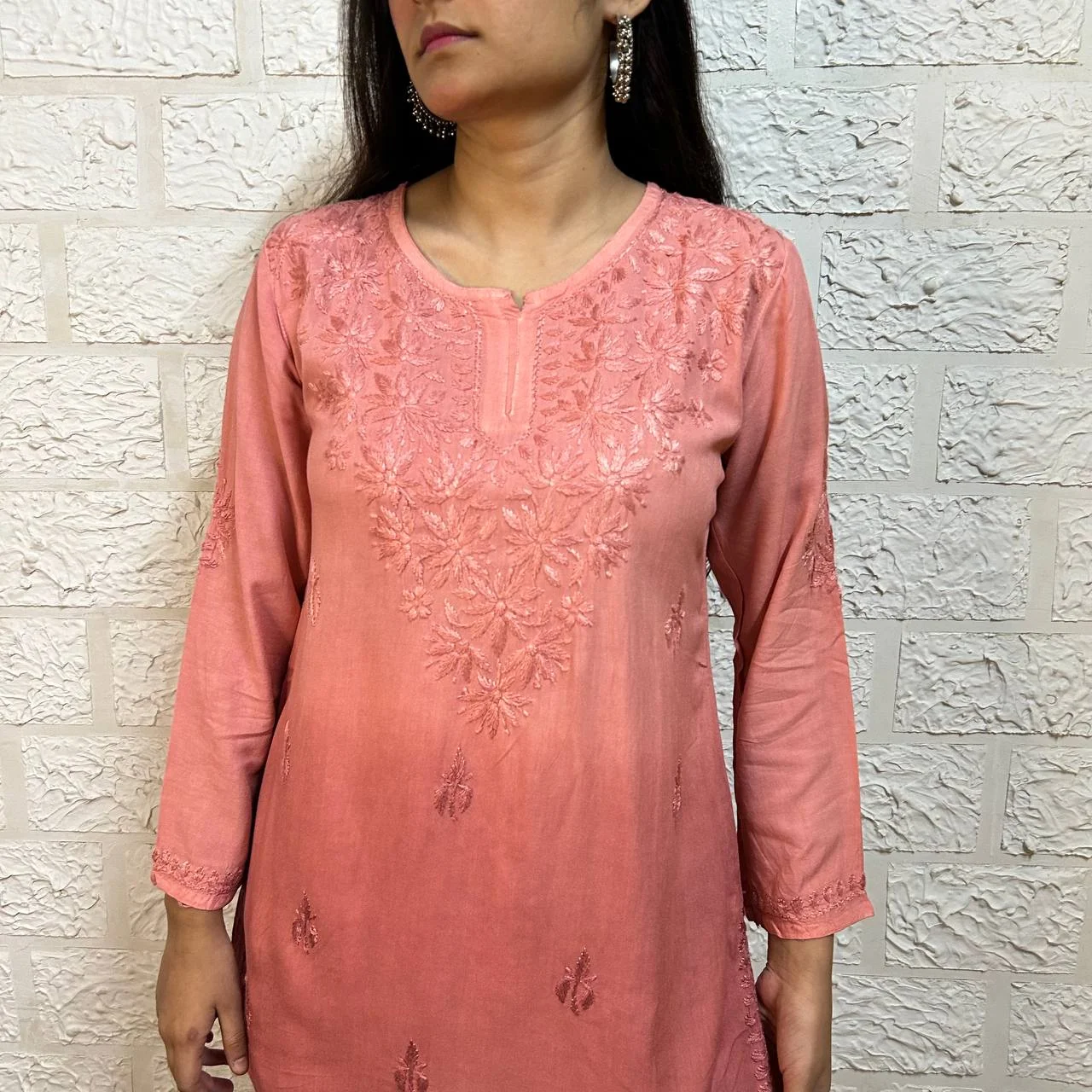 OMBRE SHORT CHIKANKARI KURTI