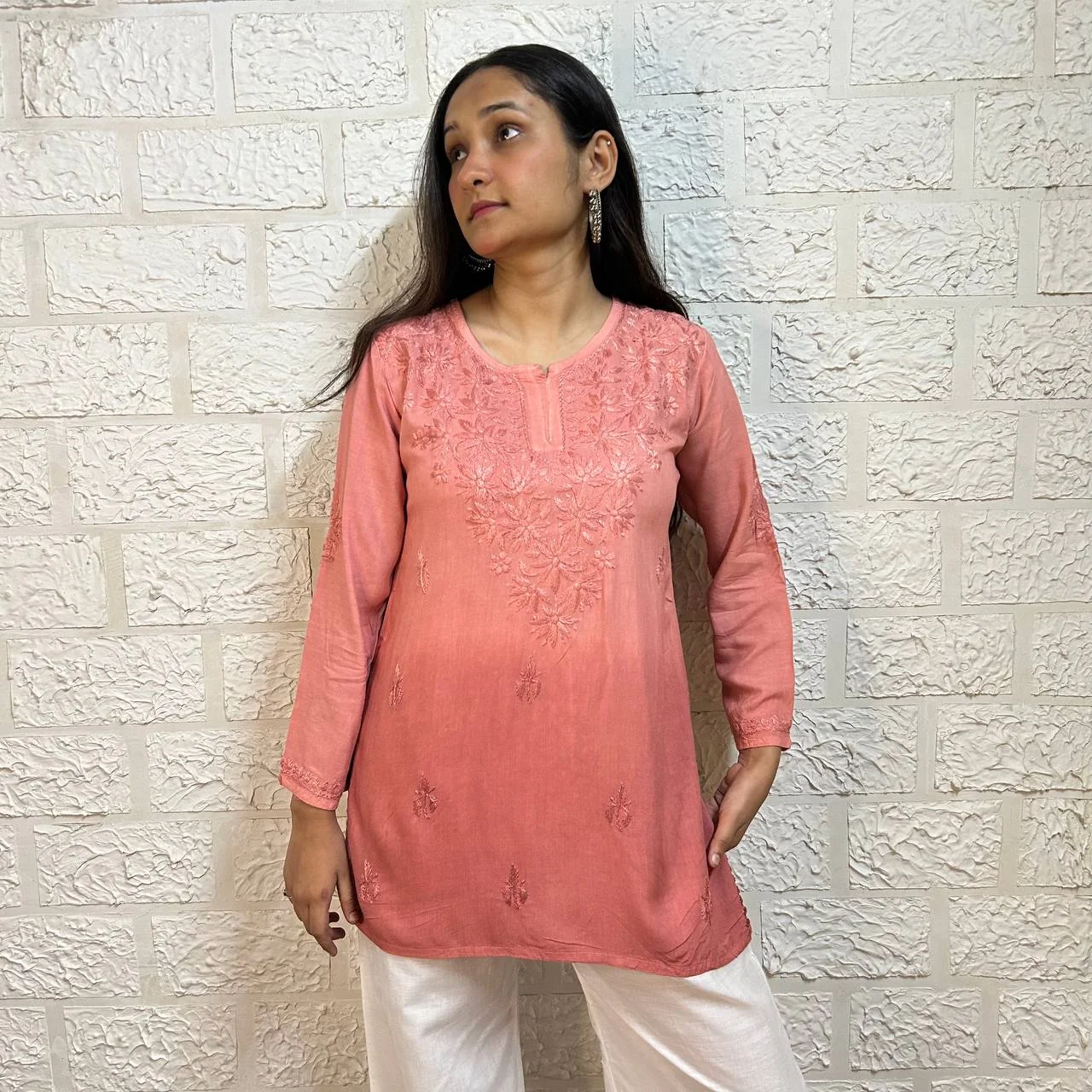 OMBRE SHORT CHIKANKARI KURTI