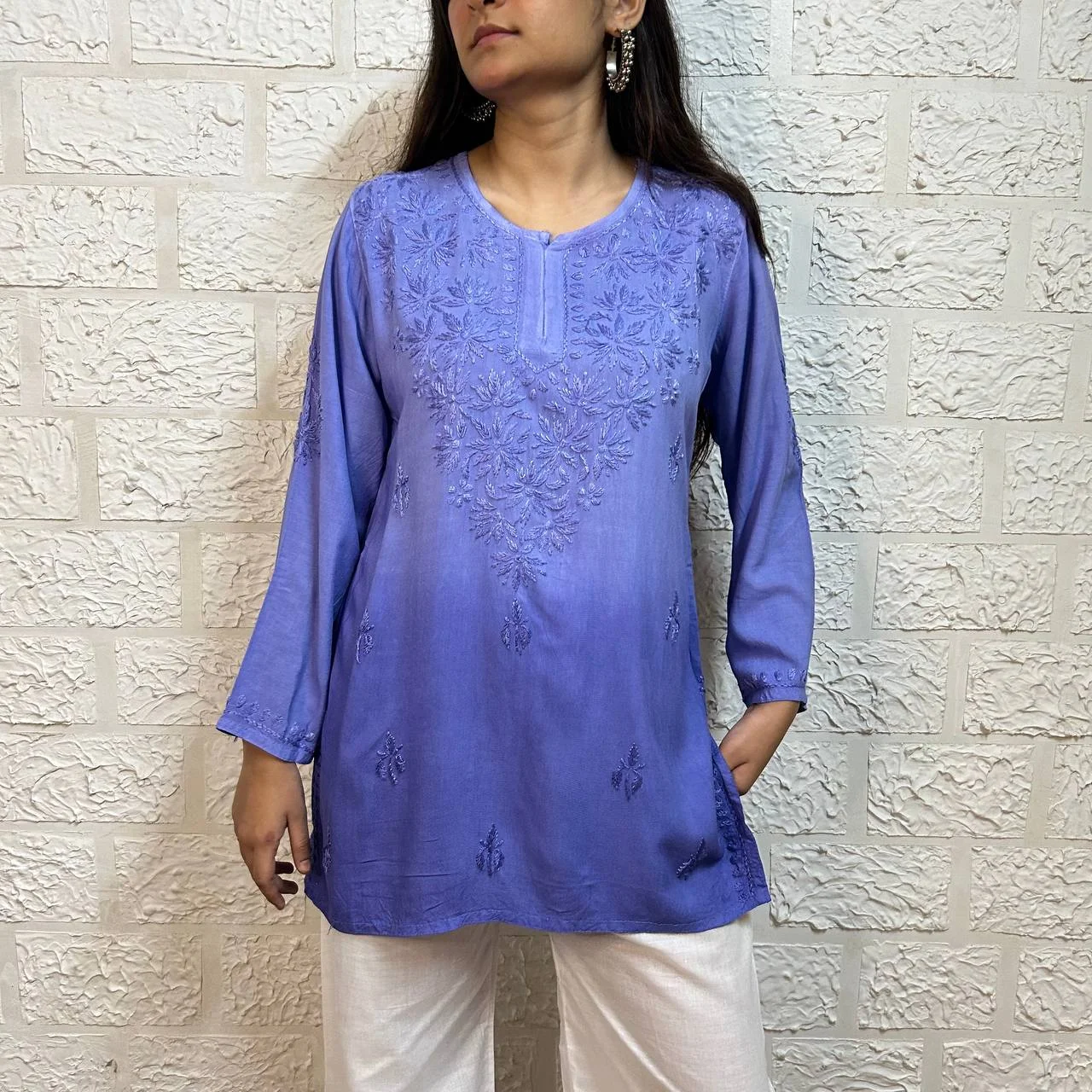 OMBRE SHORT CHIKANKARI KURTI